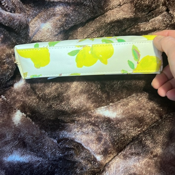 Kate Spade Lemon Print Pencil Pouch with ruler, eraser, and ruler. - Picture 5 of 7